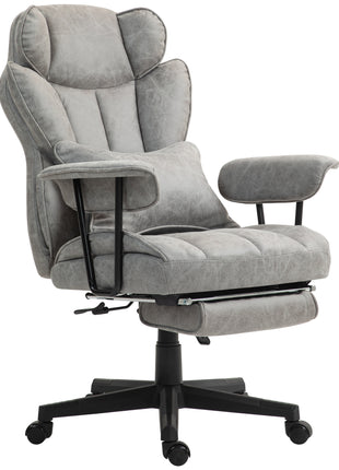 396lbs. Big and Tall Office Chair, Executive Office Chair with Footrest, Lumbar Support, and Reclining Function, Gray