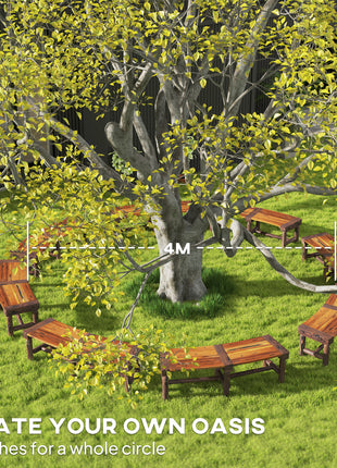 Wooden Garden Bench, Semicircular Round Outdoor Tree Bench, Wrap Around Park Bench for Yard, Patio, Deck, Lawn, Brown