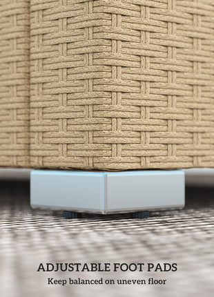 Rattan Wicker 3 Seater Patio Couch with Cushions, 2 Throw Pillows, Outdoor Furniture Rattan Sofa, Cream White