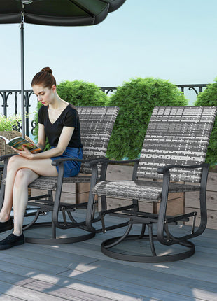 Wicker Rattan Swivel Patio Glider Chair Set of 2, Outdoor Glider Chair with Steel Frame, High Back, Gray