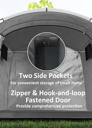 Bike Storage Shed Tent, Portable and Waterproof with 210D Oxford Fabric and Carry Bag for 3-4 Bicycles, Dark Gray