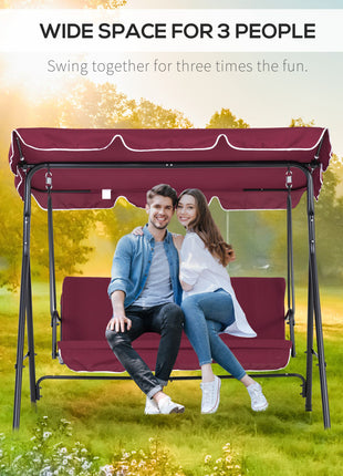 Outdoor Patio Swing Chair with Adjustable Tilt Canopy and Removable Cushion, Red