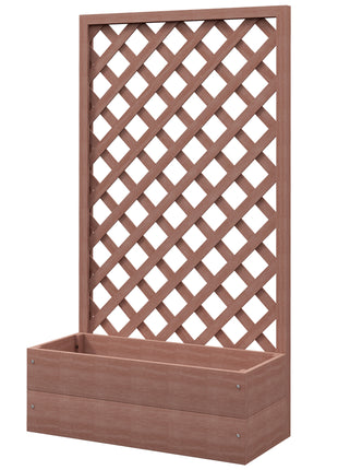 Trellis Planter Box for Climbing Plants, Raised Garden Bed w/ Trellis Lattice for Outdoor Garden, Backyard, Brown