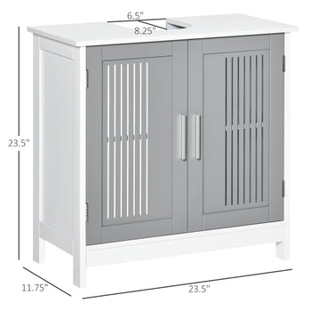 Under Sink Pedestal Storage Bathroom Cabinet, Gray White