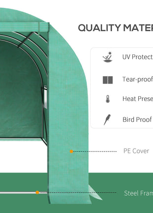 15' x 7' x 6.5' Walk-in Tunnel Hoop Greenhouse, Green House for Outside with PE Cover, Steel Frame, Roll-Up Zipper Door & Windows for Flowers, Vegetables, Tropical Plants, Green