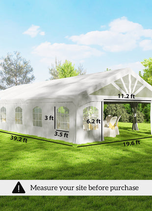 Heavy Duty Party Tent, 19.5' x 39' Large Sun Shade Canopy Tent for Parties, Wedding, Events, BBQ Grill, White