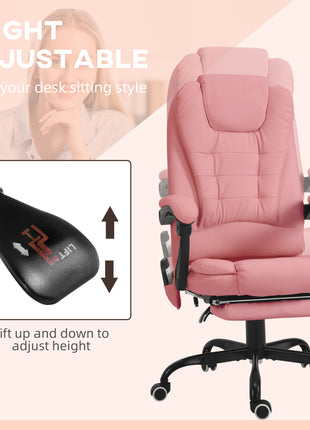 7-Point Vibrating Massage Office Chair High Back Massaging Office Desk Chair with Lumbar Support, Footrest, Pink