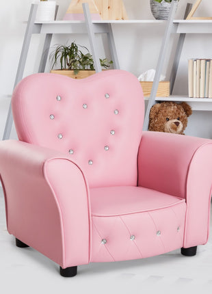 Kids Sofa Toddler Tufted Upholstered Sofa Chair Princess Couch Furniture with Diamond Decoration for Preschool Child, Pink