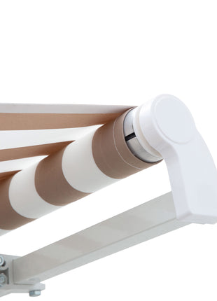 12' x 8' Retractable Awning Patio Awnings Sun Shade Shelter with Manual Crank Handle, 280g/m² UV & Water-Resistant Fabric and Aluminum Frame for Deck, Balcony, Yard, Beige