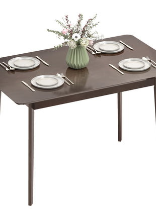 47.2" Rectangle Dining Table for 4, Mid-Century Modern Kitchen Table with Rubber Wood Frame for Dining Room, Mahogany