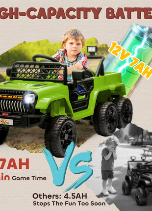 12V 4x4 Kids Electric Car w/ 2WD/4WD Switchable, Remote Control, Spring Suspension System, Back Trailer, Camouflage