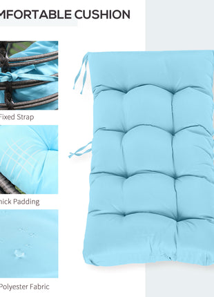 Rattan Egg Chair with Cushion, Sky Blue
