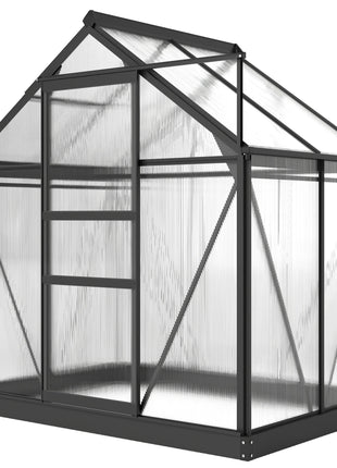 Polycarbonate Greenhouse, Heavy Duty Outdoor Aluminum Walk-in Green House Kit Vent Door, 6.2'x4.3'x6.6' Gray