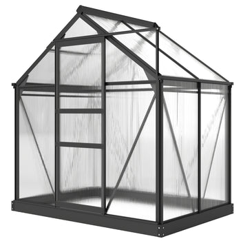 Polycarbonate Greenhouse, Heavy Duty Outdoor Aluminum Walk-in Green House Kit Vent Door, 6.2'x4.3'x6.6' Gray