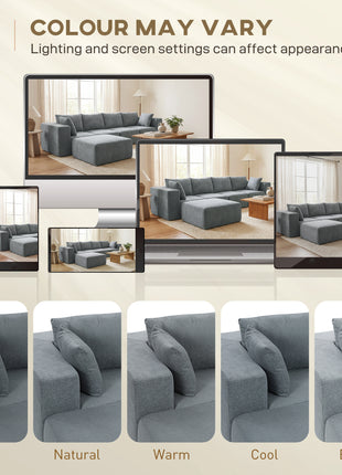 Modular Sectional Sofa, Boneless U-Shape Sectional Couch with 2 Ottomans, Dark Gray