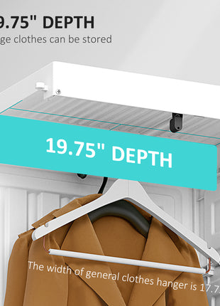 Portable Wardrobe Closet, Folding Bedroom Armoire, Clothes Storage Organizer with Cube Compartments, Hanging Rod, Magnet Doors, White