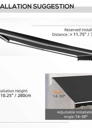 16' x 10' Electric Awning, Retractable Awning, UV Protection Sun Shade Shelter with Remote Controller and Manual Crank Handle for Deck, Balcony, Yard, Black