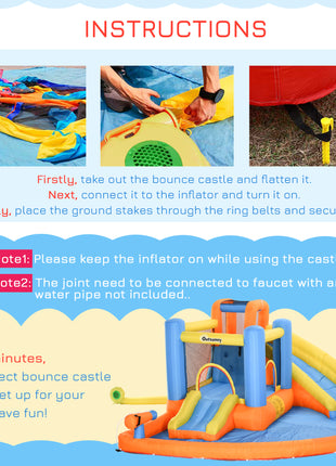 5-in-1 Kids Inflatable Bounce House Jumping Castle with Water Pool, Slide, Climbing Walls & 2 Water Guns