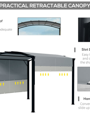 11' x 11' Outdoor Retractable Pergola with Canopy for Backyard, Gray