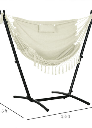U Shape Stand Hammock Chair, Headrest Include Hammock Swing, Cream White