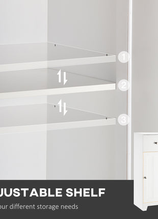 Short Bathroom Storage Cabinet, Cabinet Organizer with 1 Drawer and Adjustable Shelf for Living Room, White
