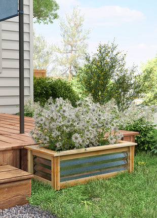 Raised Garden Bed, Planter Box, Metal and Wood Combined, for Growing Flowers, Herbs and Vegetables