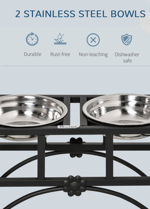 17" Double Stainless Steel Heavy Duty Dog Food Bowl Elevated Pet Feeding Station