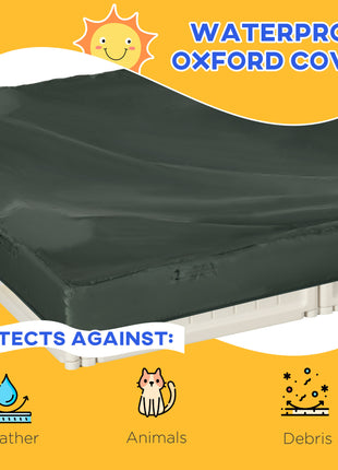 Kids Outdoor Sandbox with Cover Garden Bed, Easy Assembly for Backyard, Cream White, 48.5" x 48.5" x 8.25"