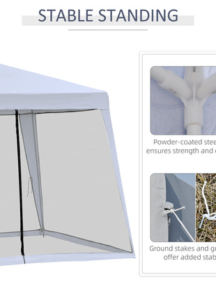 10'x10' Outdoor Party Tent Canopy with Mesh Sidewalls, Patio Gazebo Sun Shade Screen Shelter, gray