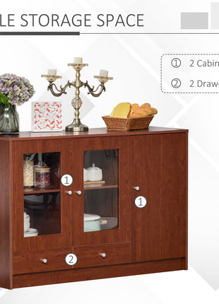 Kitchen Buffet Table Cabinet Storage Sideboard Server Console with Framed Acrylic Doors and Tabletop, Brown