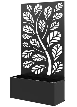 Metal Garden Bed with Trellis for Climbing Plants, Freestanding or Wall Mounted Flower Bed for Garden, Patio, Balcony