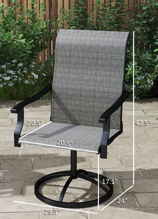 Patio Swivel Chairs Set of 2, High Back Patio Dining Chairs with All-Weather Mesh for Backyard, Lawn, Garden, Gray