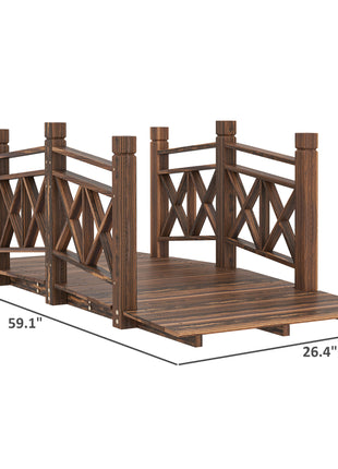 5 ft. Wooden Garden Bridge Footbridge for Backyard Ponds, Creeks, Streams, Carbonized