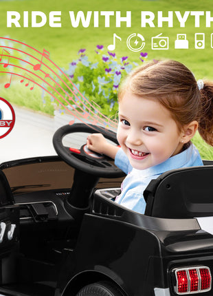 Licensed Ford Shelby GT 350 Kids Ride On Car with Remote Control, Adjustable Speed, MP3, Smooth Start, LED Lights, Black