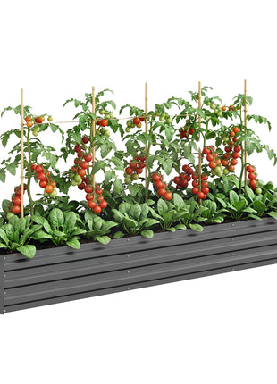 8x2x1ft Galvanized Raised Garden Bed Kit with Safety Edging for Flowers, Herbs and Vegetables, Dark Gray