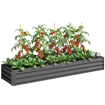 8x2x1ft Galvanized Raised Garden Bed Kit with Safety Edging for Flowers, Herbs and Vegetables, Dark Gray