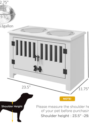 Dog Food Storage Cabinet with Bowls & Dog Feeding Station, White