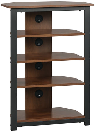 Media Stand with 4-Tier Audio Rack AV Media Corner Shelf with Cable Management for DVD Players Game Console TV Box Cable Box Xbox WiFi Router, Brown