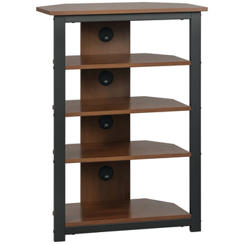 Media Stand with 4-Tier Audio Rack AV Media Corner Shelf with Cable Management for DVD Players Game Console TV Box Cable Box Xbox WiFi Router, Brown