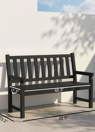 2-Person Garden Bench, HDPE Outdoor Bench with 530 lbs Capacity, Curved Seat for Backyard, Park, Porch, Lawn, Black
