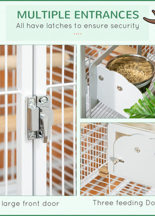 55" Large Parrot Cage with Toy Hooks Above Top Bird Perch, Tray, Food Cups, Rolling Stand, Bird Cage for Cockatiels, Parakeets, Lovebirds