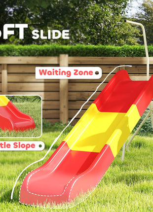 6ft Slide for Kids, Metal Freestanding Playground Equipment with Climbing Ladder, for Backyard, Outdoor, Indoor, Red