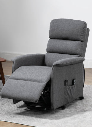 Power Lift Chair with Vibration Massage, Fabric Upholstered Recliner Chair for Elderly with Remote Control, Side Pockets, Grey