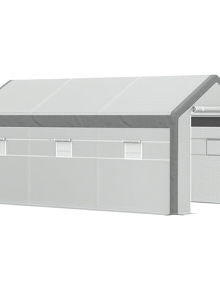 20' x 10' x 9' Walk-in Greenhouse, Outdoor Garden Warm Hot House with 6 Roll-up Windows, 2 Zippered Doors and Weather Cover, White