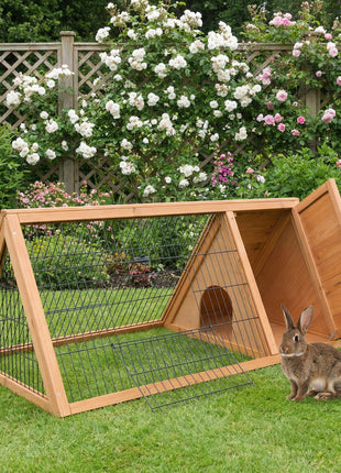 Rabbit Hutch Outdoor, Wooden Chicken Coop with Run, Outdoor Small Animal Cage for Rabbit, Small Duck and Chicken, Brown