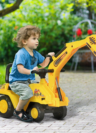 2 in 1 Ride On Toy Digger Digger Tractor Pulling Cart Pretend Play Construction Truck