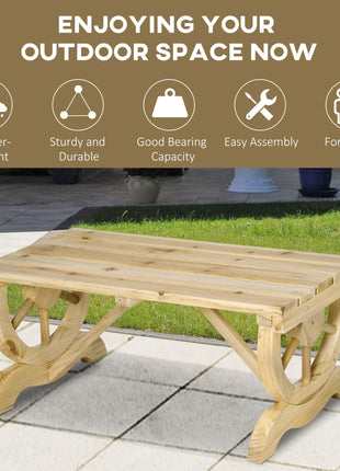 2-Person Garden Bench Outdoor Wagon Wheel Porch Bench for Backyard, Patio, Garden Natural