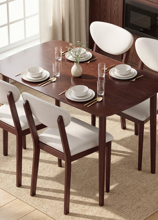 5-Piece Dining Table Set for 4, Mid-Century Modern Kitchen Table and Chairs, Cream White