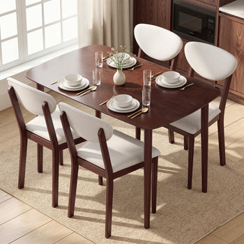 5-Piece Dining Table Set for 4, Mid-Century Modern Kitchen Table and Chairs, Cream White