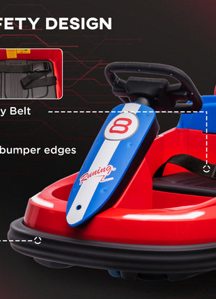 Bumper Car for Kids, 360° Rotation 6V Electric Ride On Bumper, Red